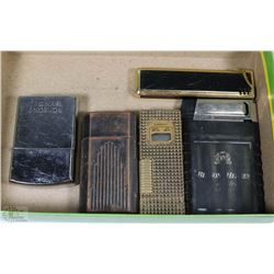 A TRAY WITH 5 VINTAGE LIGHTERS