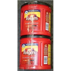 2 CONTAINERS OF FOLGERS CLASSIC ROAST COFFEE