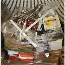 PALLET OF MISC. ITEMS - CHANDELIERS, COOLERS,