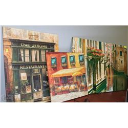 3 LARGE CANVAS PRINTS OF EUROPEAN CITY SCENES