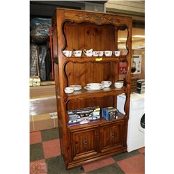WOODEN 3 SHELF AND 2 DRAWER CABINET WITH LIGHTS