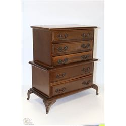VINTAGE MUSICAL WOODEN JEWELLERY CHEST W/ DRAWERS