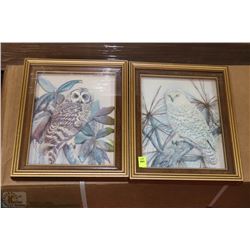 PAIR OF FRAMED 3D OWL PRINTS (12" X 10" EACH)