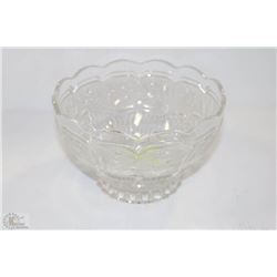 LARGE FOOTED CRYSTAL BOWL - WHEAT & FLOWER PATTERN