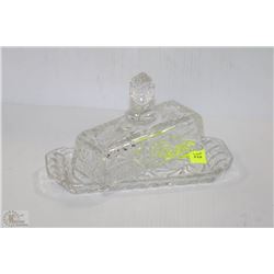 PINWHEEL CRYSTAL COVERED BUTTER DISH (8"X3.5"X5"