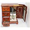 Image 1 : WOOD JEWELLERY BOX WITH CONTENTS