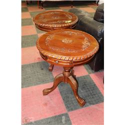 LOT OF 2 ANTIQUE SOLID WOOD CARVED SIDE TABLES
