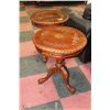 Image 1 : LOT OF 2 ANTIQUE SOLID WOOD CARVED SIDE TABLES