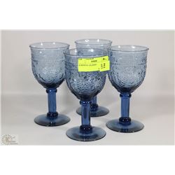 4 CRYSTAL BLUE COLOR GLASSES
