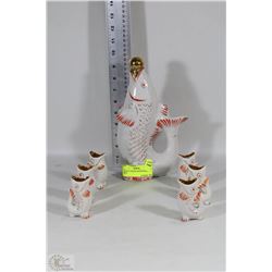 UNIQUE RUSSIAN  FISH DECANTER WITH 6 SHOT