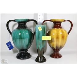 LOT OF 3 BLUE MOUNTAIN VASES