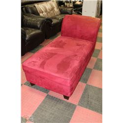 USED RED MICROFIBRE CHAISE LOUNGE CHAIR