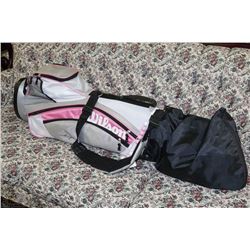 WILSON PINK GOLF CLUB BAG WITH CLUBS AND SOME
