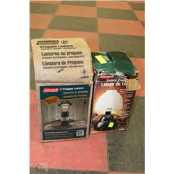 COLEMAN PROPANE LANTERN SOLD WITH TABLE LAMP
