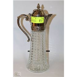 12" ITALIAN CUT GLASS WINE JUG WITH SILVER LID