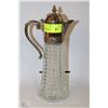 Image 1 : 12" ITALIAN CUT GLASS WINE JUG WITH SILVER LID