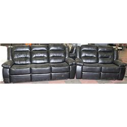 NEW BLAKE BLACK LEATHERETTE RECLINING SOFA