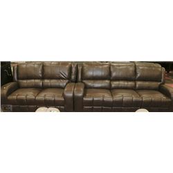 NEW BROWN LEATHERETTE RECLINING SOFA AND LOVE SEAT
