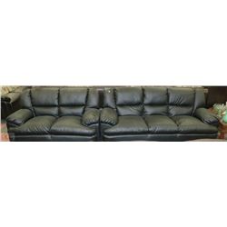 NEW BLACK LEATHERETTE PLUSH SOFA AND LOVE SEAT