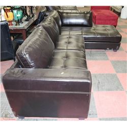 NEW BLACK LEATHERETTE LARGE 'L' SHAPE SECTIONAL