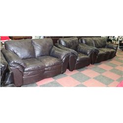 USED LEATHER SOFA, LOVE SEAT AND CHAIR