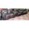 Image 1 : USED LEATHER SOFA, LOVE SEAT AND CHAIR