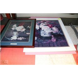 DOUBLE MATTED UNFRAMED PRINTS OF FLOWERS &