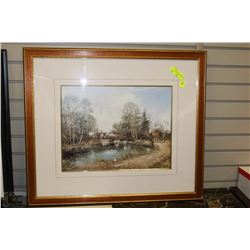 25"X29" MATTED PRINT BY MADQUICK "COTTAGE SCENE"