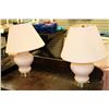 Image 1 : PAIR OF PINK GLASS HAND PAINTED STYLE LAMPS