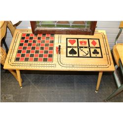 WOODEN TABLE CRIB AND CHESS GAME