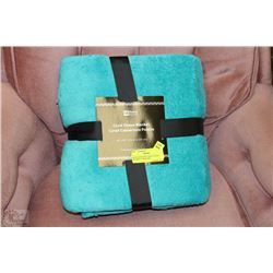 NEW QUEEN SIZE CORAL FLEECE BLANKET TURQUOISE