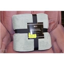 NEW QUEEN SIZE CORAL FLEECE BLANKET GREEN