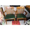 Image 1 : SET OF TWO SOLID OAK CHAIRS WITH GREEN SEATS