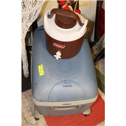 MOBICOOLER WITH CORD AND COLEMANS BEVERAGE COOLER