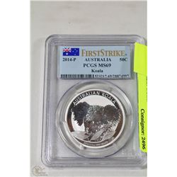 2014 AUSTALIA 50 CENT KOALA  COIN GRADED 1/2OZ