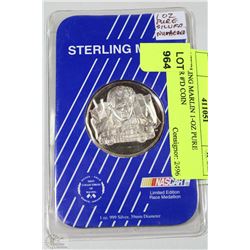 STERLING MARLIN 1-OZ PURE SILVER #'D COIN