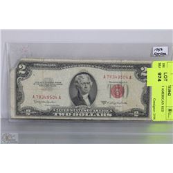 1953 $2 DOLLAR AMERICAN RED SEAL NOTE