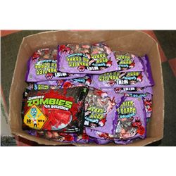 CASE OF 55 PACKAGES OF GUMMY CANDY & GUMMY ZOMBIES