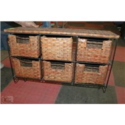 6 WICKER BASKET HANGING SHELF