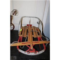 VINTAGE SNO-FLYER WOOD SLED WITH STEEL RUNNERS,