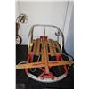 Image 1 : VINTAGE SNO-FLYER WOOD SLED WITH STEEL RUNNERS,