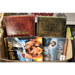 BOX WITH LORD OF THE RINGS AND HARRY POTTER DVD'S