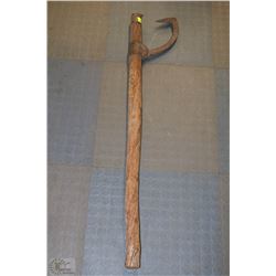 ANTIQUE LOG ROLLER WITH RUSTIC LOG HANDLE
