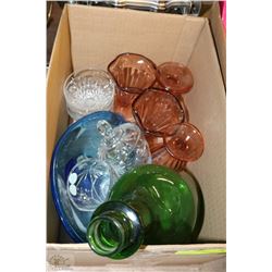 LOT OF ESTATE GLASSWARE INCL VINTAGE BOWL,PARFAIT