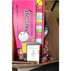 NEW BARWARE INCL COCKTAIL SHAKERS, BOTTLE STOPPERS