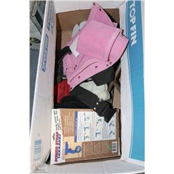 NEW TOOLS, TOOL BELT, 2 PAIRS OF NEW WORK GLOVES &