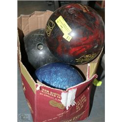 3 VINTAGE BOWLING BALLS INCL GALAXY 300 MENS,
