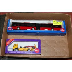 2 NEW SIKU METAL TOYS (ARTICULATED DOUBLE BUS &
