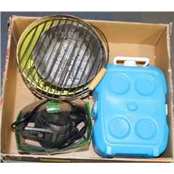 CAMPING LOT WITH PORTABLE CHARCOAL BBQ BUCKET, NEW