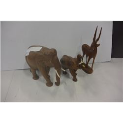 THREE CARVED WOOD ANIMALS